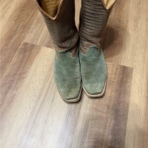 Brown and Green Cowboy Boots